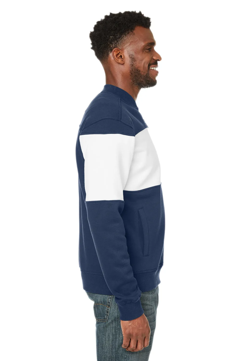Nautica Mens Anchor Bomber Full Zip Fleece Jacket - Navy Blue/White  BEST on sale Clothing Nautica