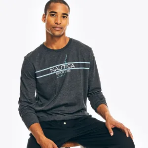 Nautica Men's Graphic Long-Sleeve Sleep T-Shirt Charcoal Heather Nautica