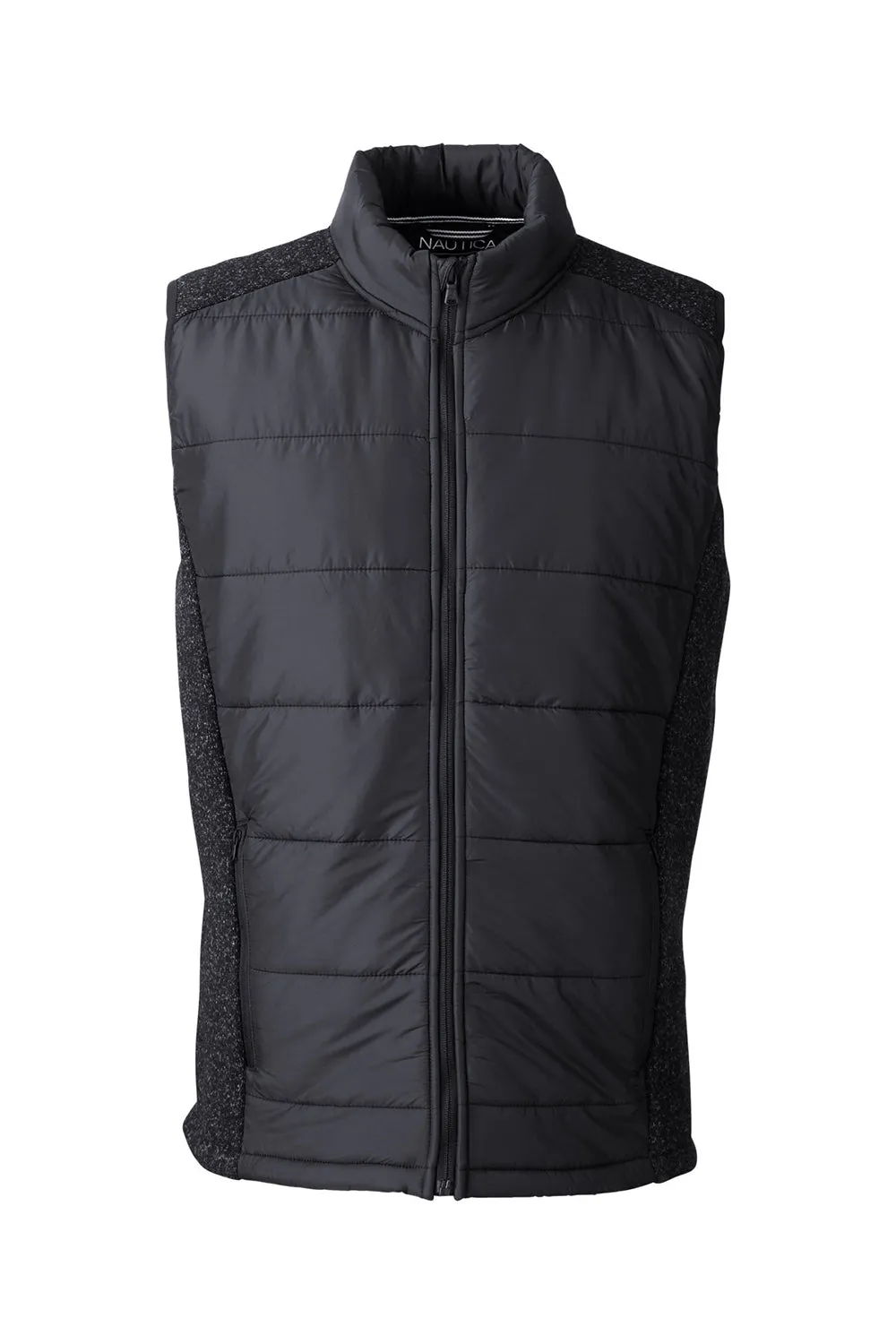 Nautica Mens Harbor Water Resistant Full Zip Puffer Vest - Black/Heather Black  BEST on sale Clothing Nautica