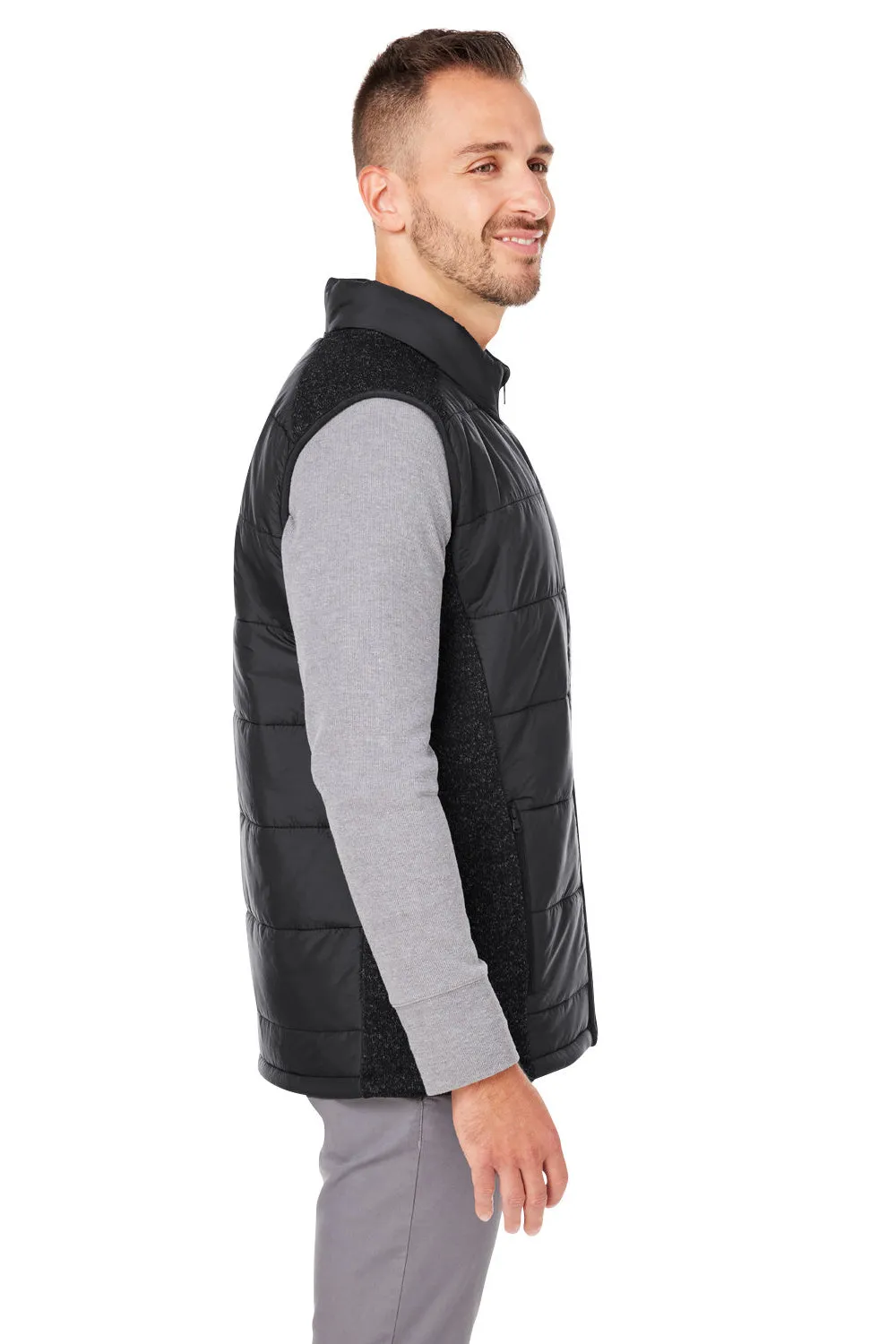 Nautica Mens Harbor Water Resistant Full Zip Puffer Vest - Black/Heather Black  BEST on sale Clothing Nautica