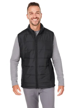 Nautica Mens Harbor Water Resistant Full Zip Puffer Vest - Black/Heather Black  BEST on sale Clothing Nautica
