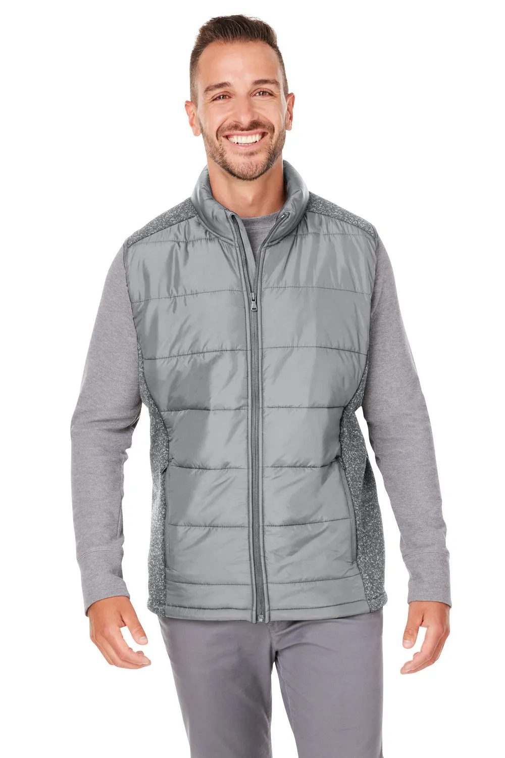 Nautica Mens Harbor Water Resistant Full Zip Puffer Vest - Graphite Grey/Heather Graphite Grey  BEST on sale Clothing Nautica