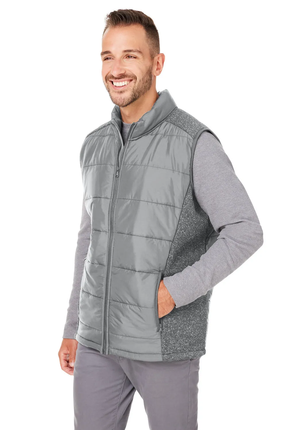 Nautica Mens Harbor Water Resistant Full Zip Puffer Vest - Graphite Grey/Heather Graphite Grey  BEST on sale Clothing Nautica
