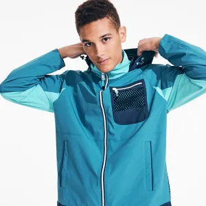 Nautica Men's Lightweight Colorblock Hooded Jacket Blue Mist Pantone Nautica