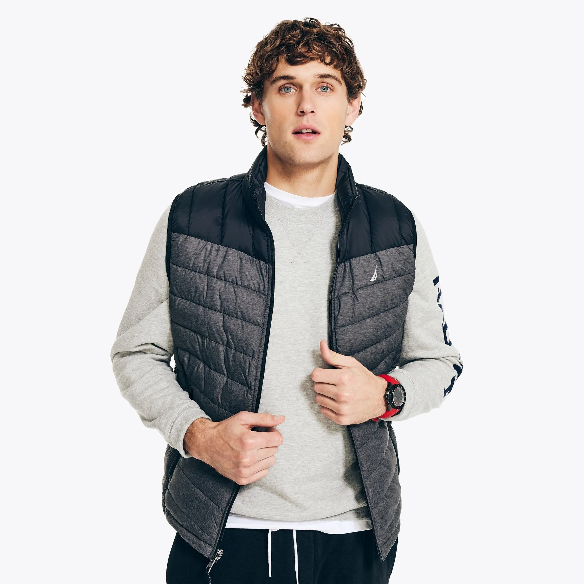 Nautica Men's Reversible Quilted Vest Grey Heather Nautica