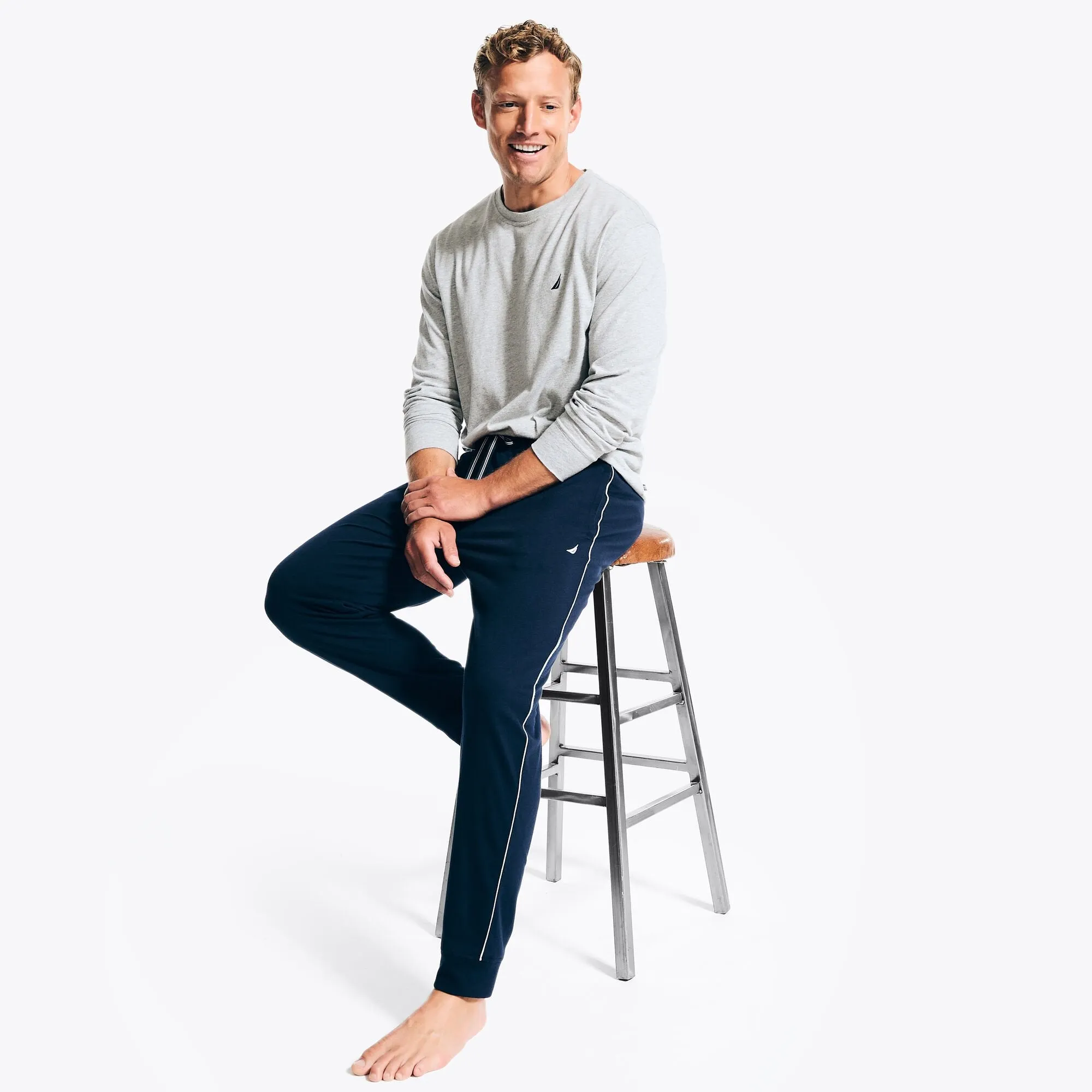 Nautica Men's Side-Stripe Sleep Pant Peacoat Nautica