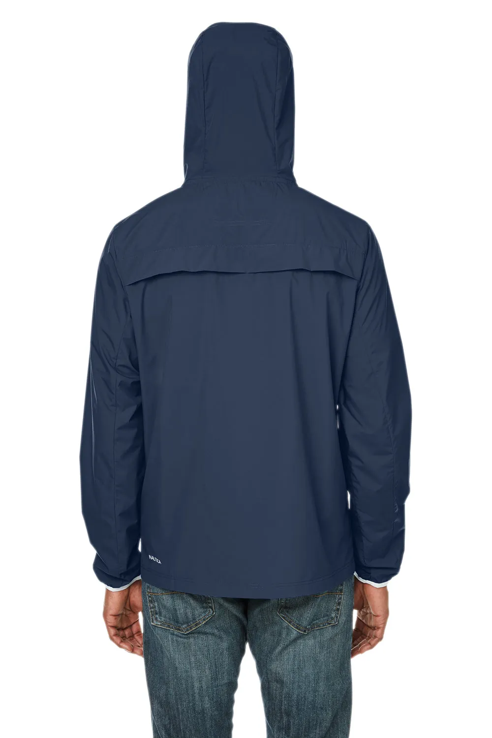 Nautica Mens Stillwater Water Resistant Full Zip Hooded Windbreaker Jacket - Navy Blue  BEST on sale Clothing Nautica
