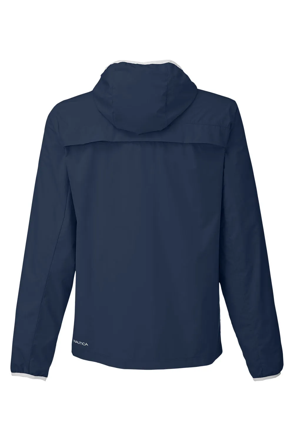Nautica Mens Stillwater Water Resistant Full Zip Hooded Windbreaker Jacket - Navy Blue  BEST on sale Clothing Nautica