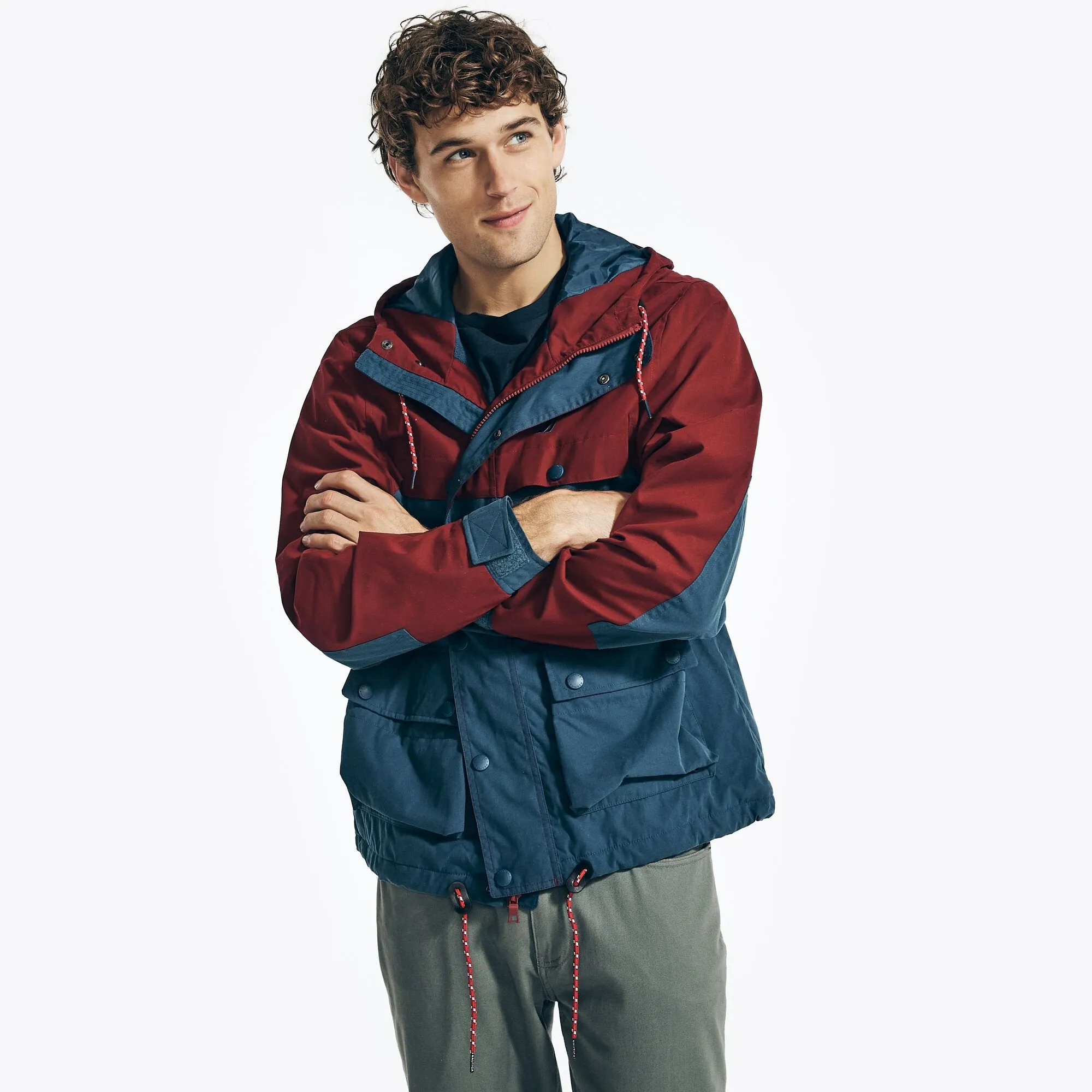 Nautica Men's Sustainably Crafted Water-Resistant Sailing Jacket Melonberry Nautica