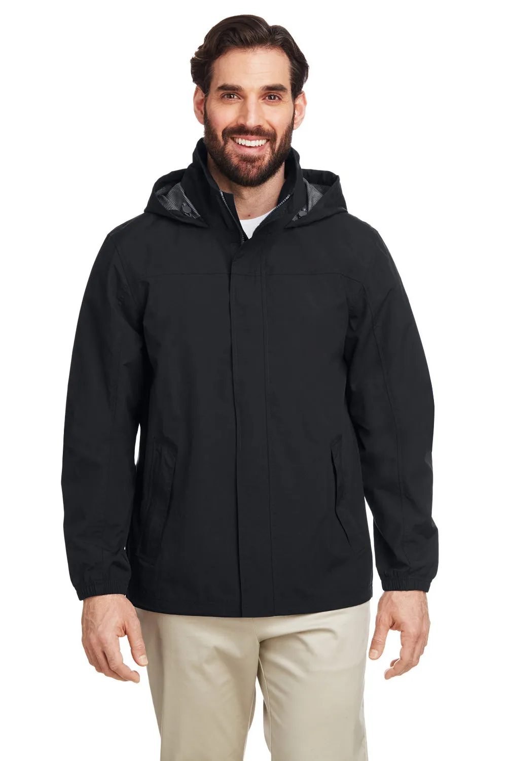 Nautica Mens Voyage Water Resistant Full Zip Hooded Jacket - Black