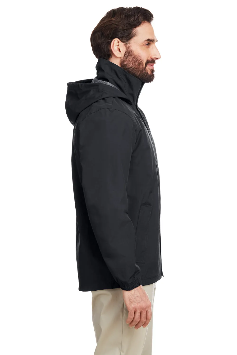 Nautica Mens Voyage Water Resistant Full Zip Hooded Jacket - Black
