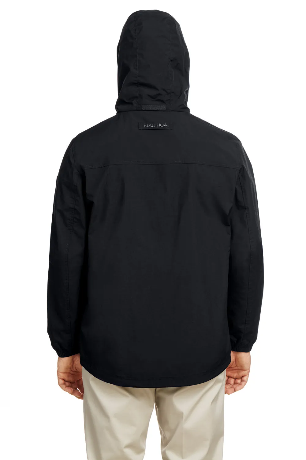Nautica Mens Voyage Water Resistant Full Zip Hooded Jacket - Black