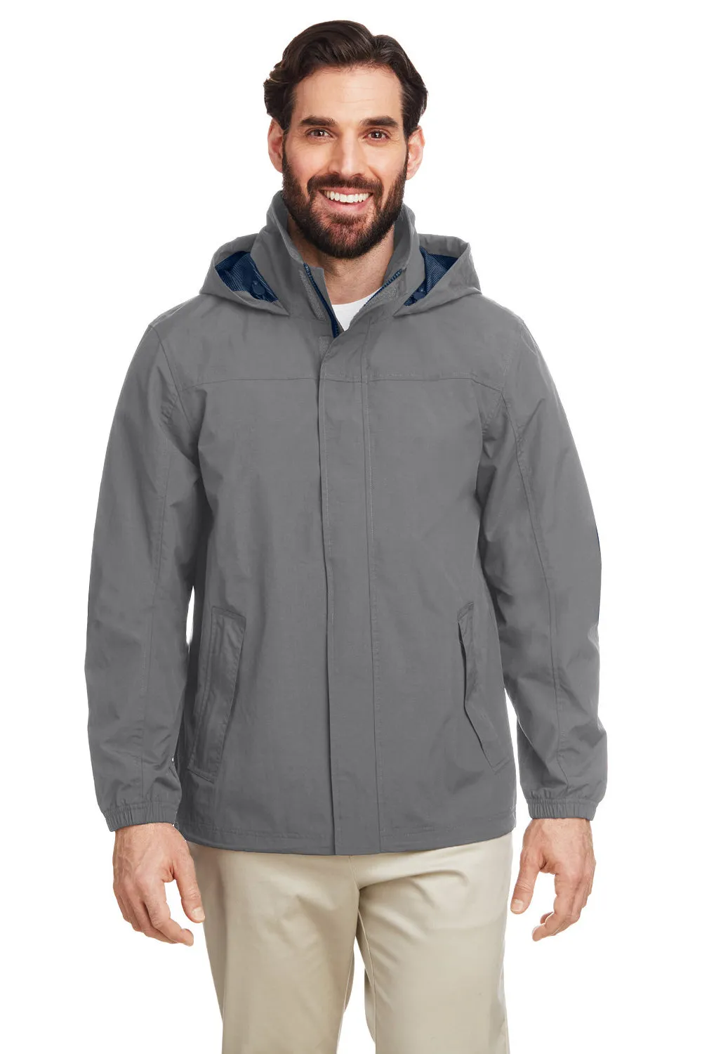 Nautica Mens Voyage Water Resistant Full Zip Hooded Jacket - Graphite Grey
