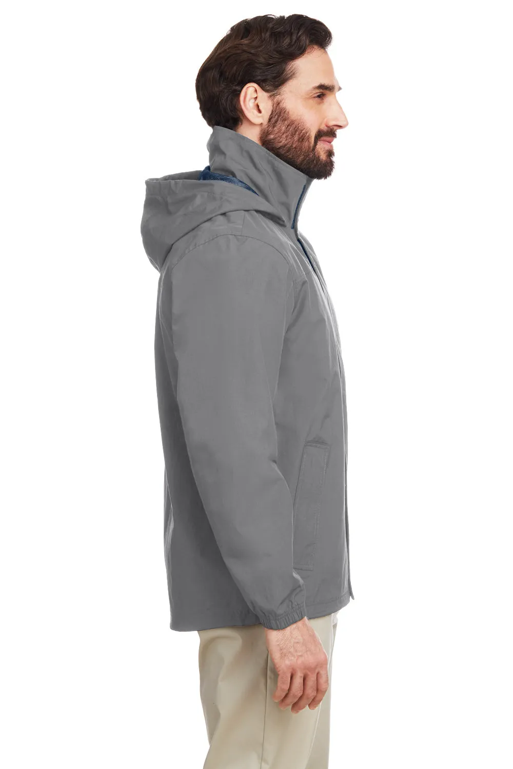 Nautica Mens Voyage Water Resistant Full Zip Hooded Jacket - Graphite Grey
