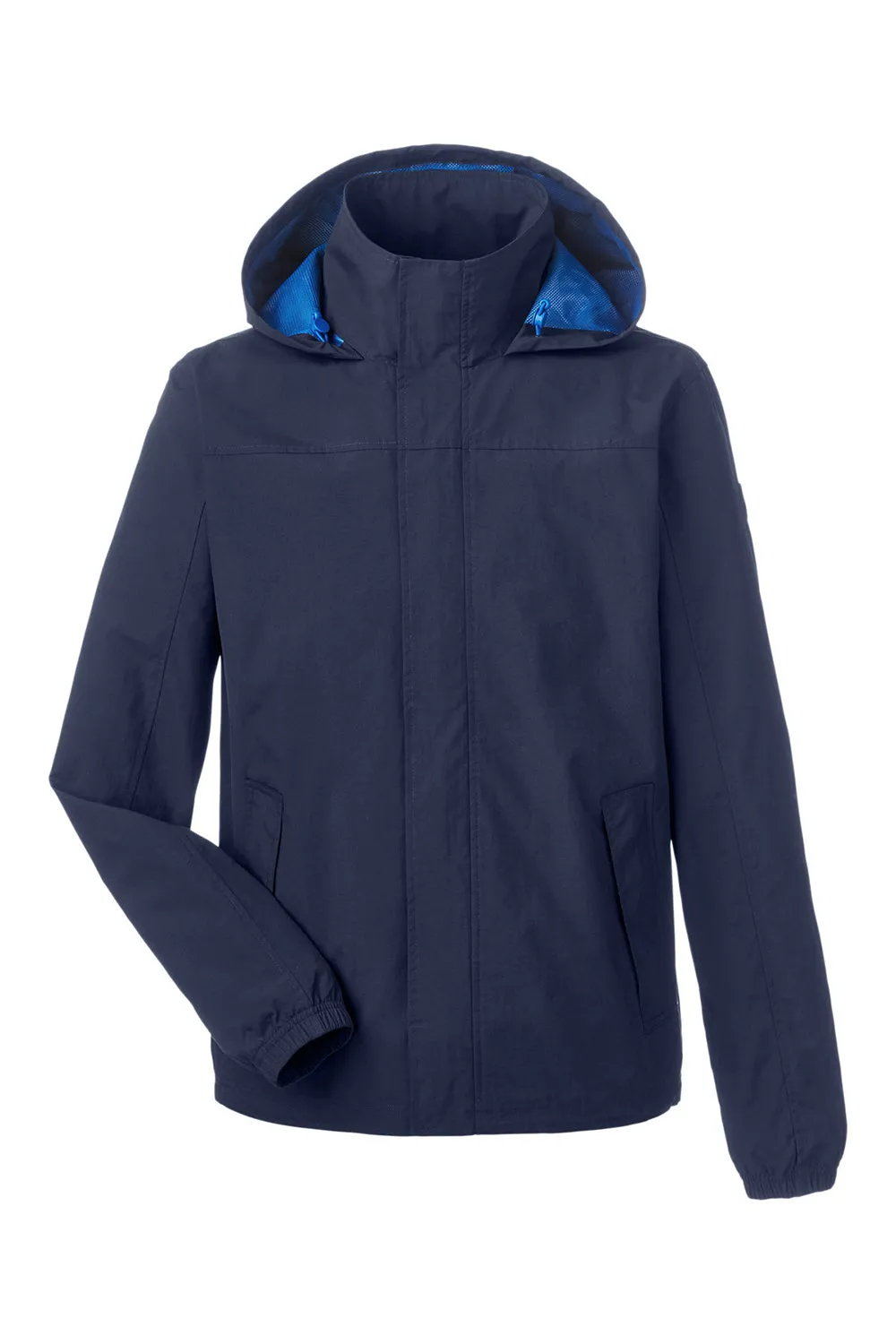 Nautica Mens Voyage Water Resistant Full Zip Hooded Jacket - Navy Blue