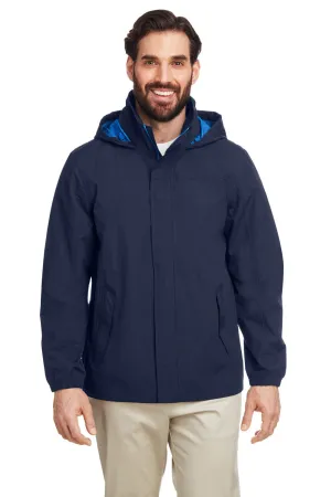 Nautica Mens Voyage Water Resistant Full Zip Hooded Jacket - Navy Blue