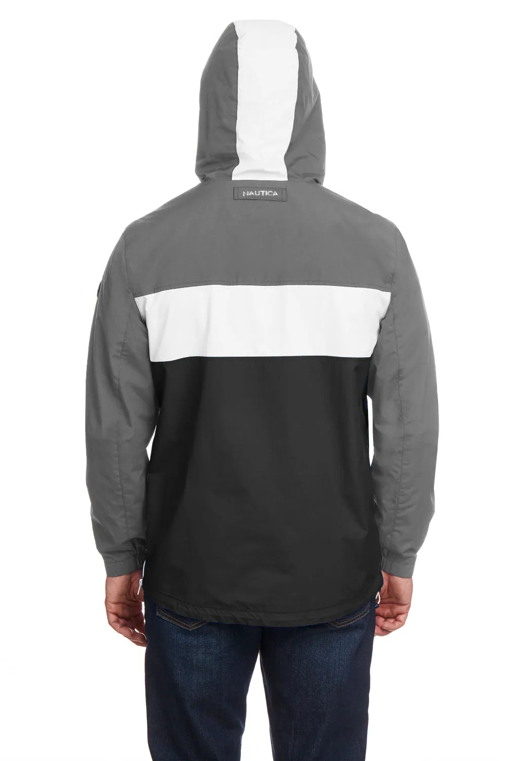 Nautica Mens Windward Wind & Water Resistant 1/4 Zip Hooded Jacket - Graphite Grey/Black  BEST on sale Clothing Nautica