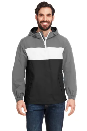 Nautica Mens Windward Wind & Water Resistant 1/4 Zip Hooded Jacket - Graphite Grey/Black  BEST on sale Clothing Nautica