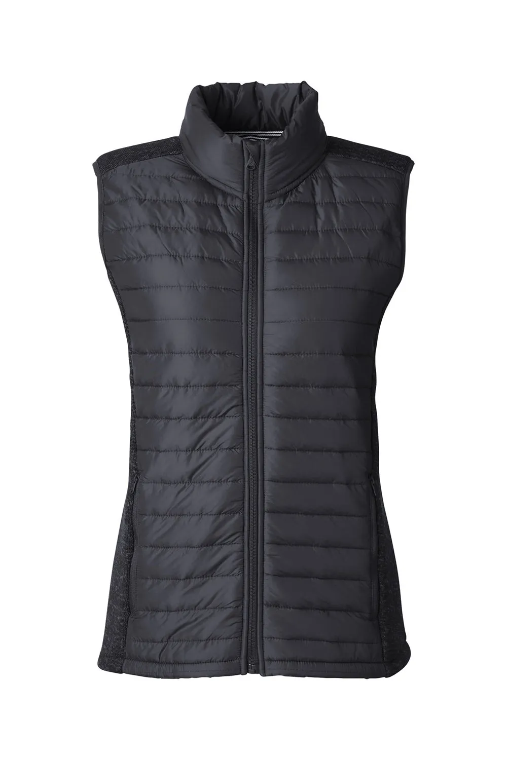 Nautica Womens Harbor Water Resistant Full Zip Puffer Vest - Black/Heather Black  BEST on sale Clothing Nautica