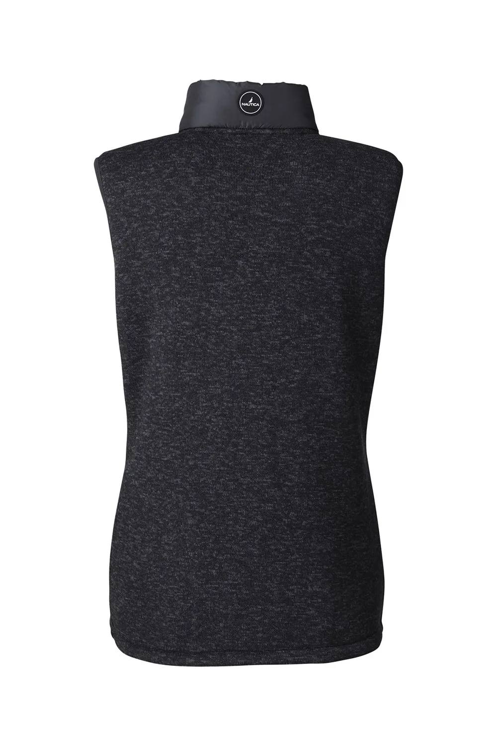 Nautica Womens Harbor Water Resistant Full Zip Puffer Vest - Black/Heather Black  BEST on sale Clothing Nautica