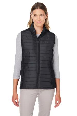 Nautica Womens Harbor Water Resistant Full Zip Puffer Vest - Black/Heather Black  BEST on sale Clothing Nautica