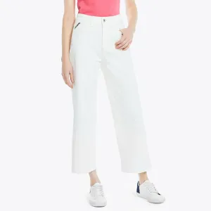 Nautica Women's Nautica Jeans Co. High-Rise Wide Leg Crop Denim Marshmallow Nautica