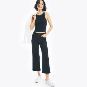 Nautica Women's Nautica Jeans Co. Sustainably Crafted High-Rise Wide Leg Crop Denim True Black Nautica