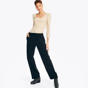 Nautica Women's Pleated Wide Leg Pant True Black Nautica