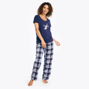 Nautica Women's Printed Pajama Pant Set Admiral Blue Nautica