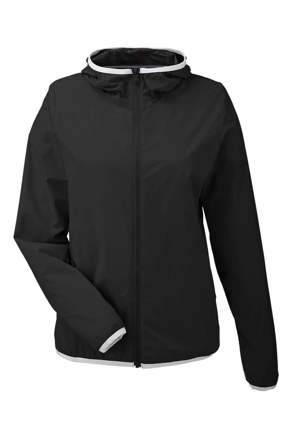 Nautica Womens Stillwater Water Resistant Full Zip Hooded Windbreaker Jacket - Black  BEST on sale Clothing Nautica