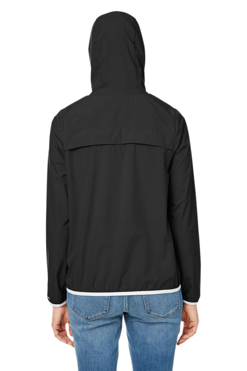 Nautica Womens Stillwater Water Resistant Full Zip Hooded Windbreaker Jacket - Black  BEST on sale Clothing Nautica
