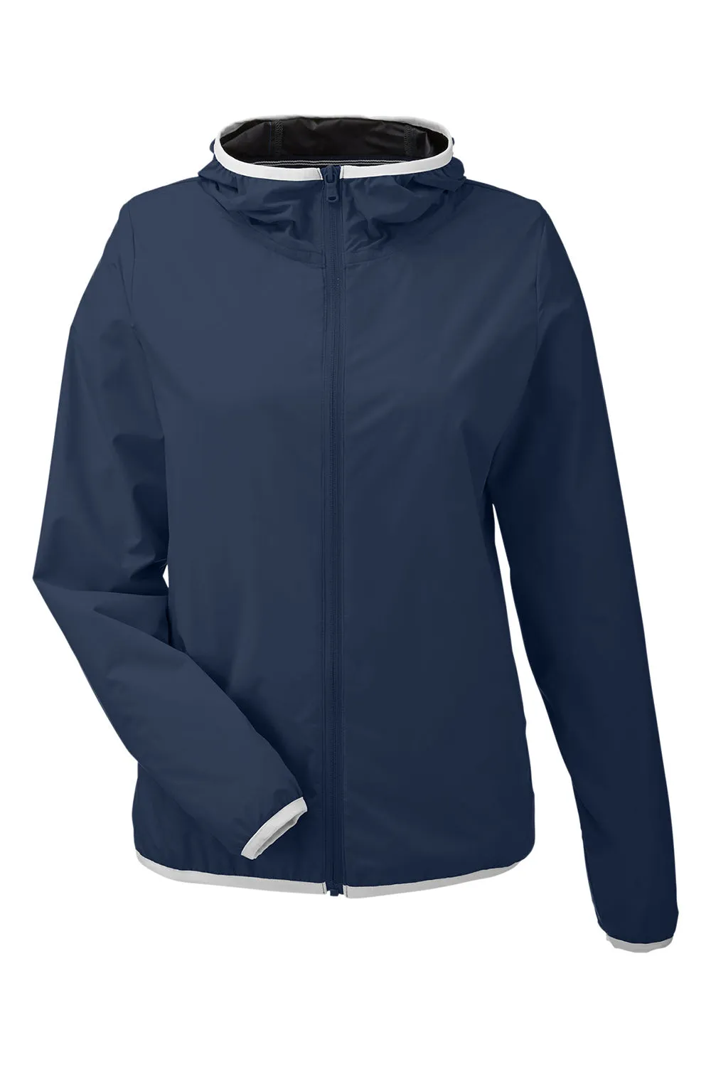 Nautica Womens Stillwater Water Resistant Full Zip Hooded Windbreaker Jacket - Navy Blue  BEST on sale Clothing Nautica