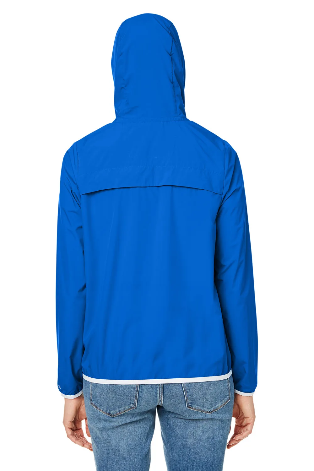 Nautica Womens Stillwater Water Resistant Full Zip Hooded Windbreaker Jacket - Royal Blue  BEST on sale Clothing Nautica