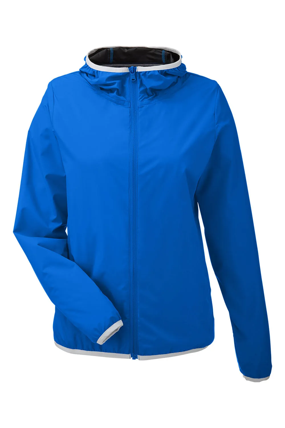 Nautica Womens Stillwater Water Resistant Full Zip Hooded Windbreaker Jacket - Royal Blue  BEST on sale Clothing Nautica