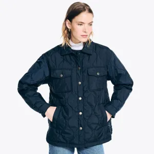 Nautica Women's Sustainably Crafted Quilted Shirt Jacket Navy Nautica