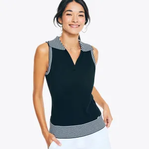 Nautica Women's Sustainably Crafted Sweater Polo True Black Nautica