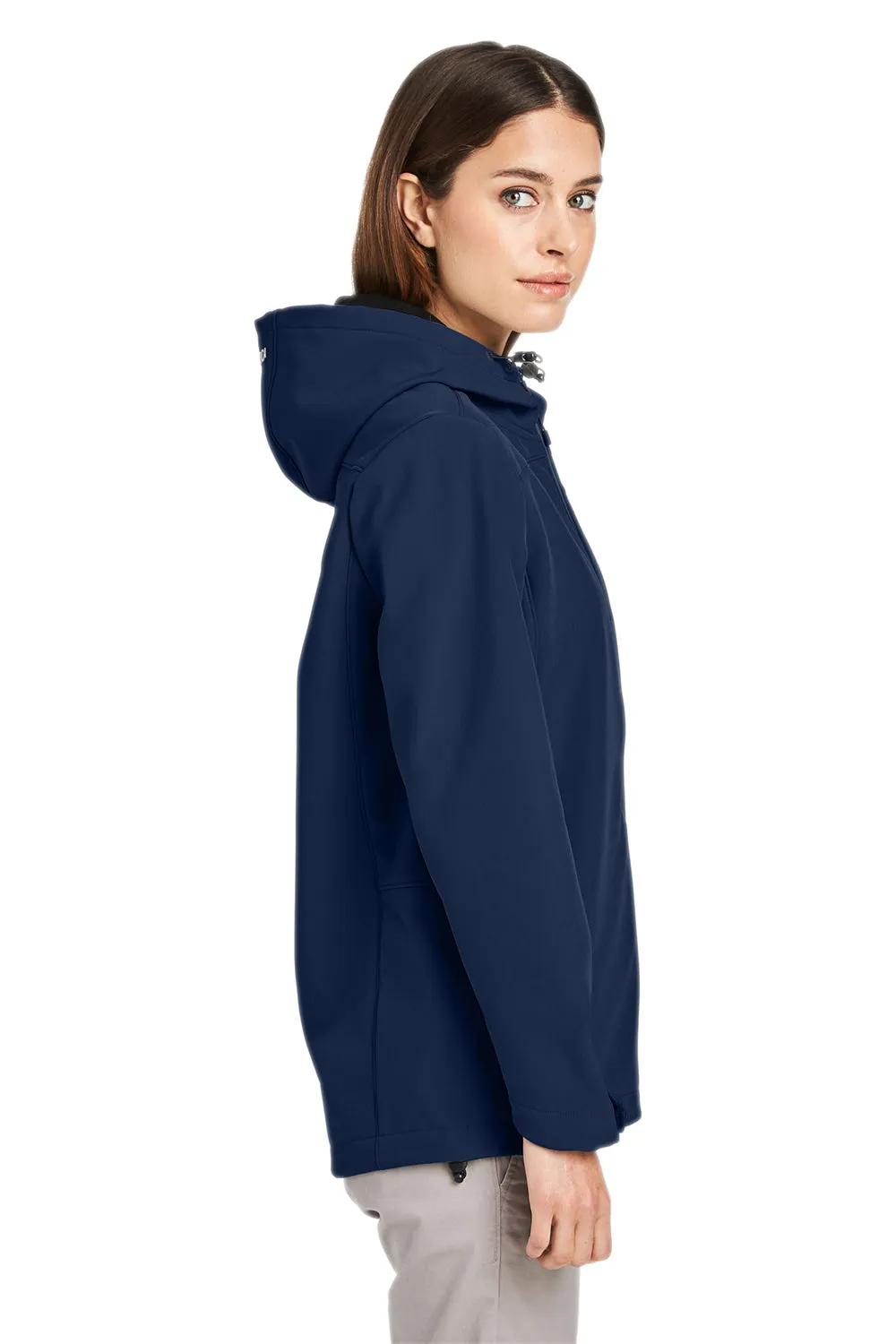 Nautica Womens Wavestorm Wind & Water Resistant Full Zip Hooded Jacket - Navy Blue