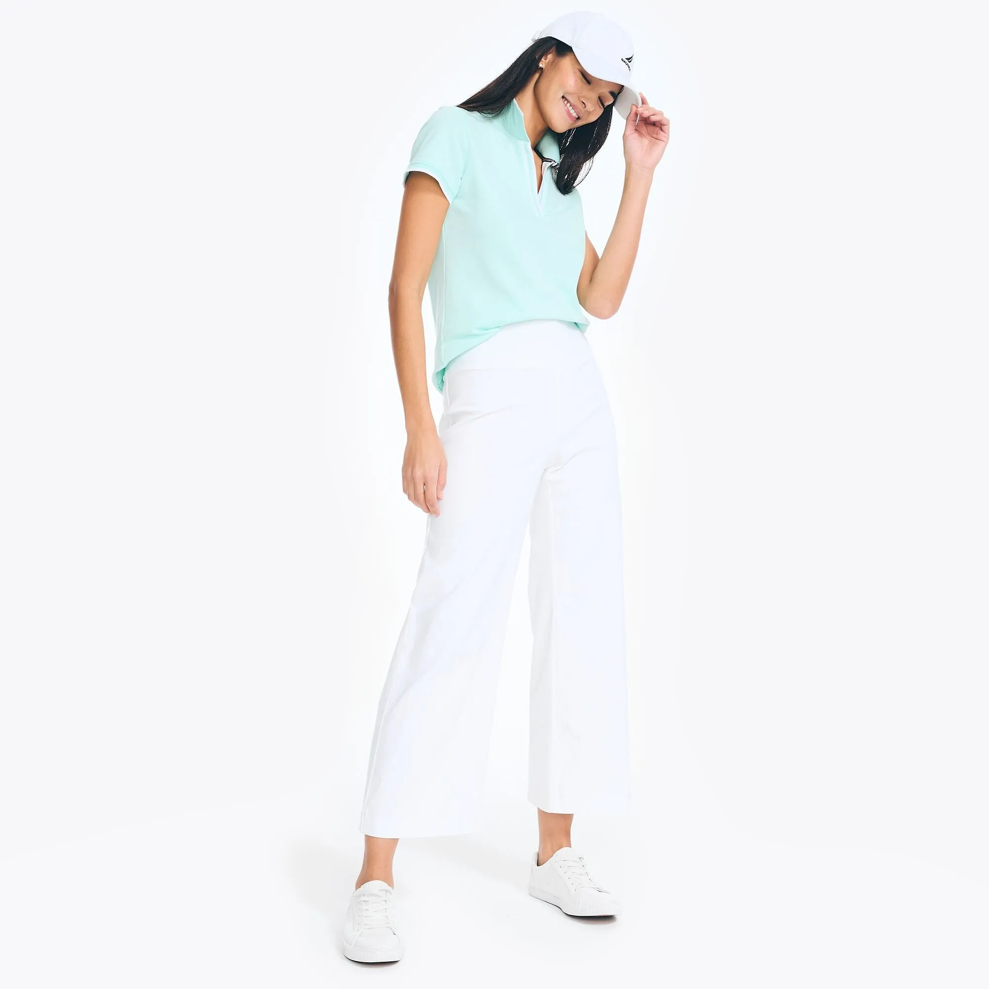 Nautica Women's Wide Leg Cropped Pull-On Trouser Bright White Nautica