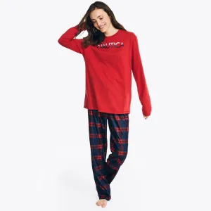 Nautica Women's Women's Family Plaid Pajama Pant Set Admiral Blue Nautica
