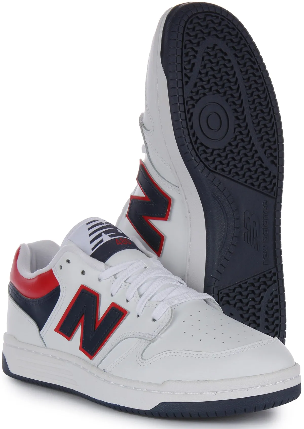 New Balance BB 480LNR In White Navy Red Shoes New Balance