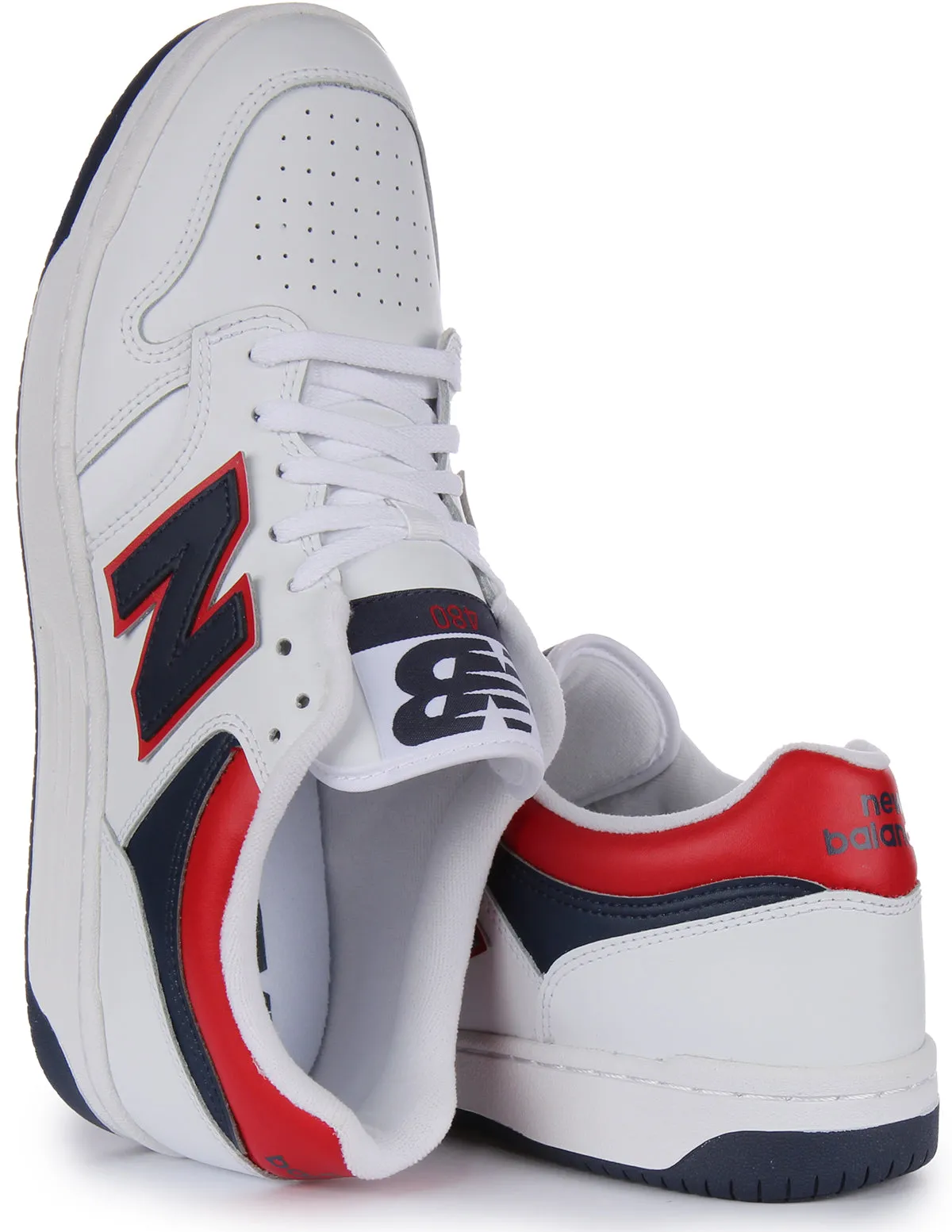 New Balance BB 480LNR In White Navy Red Shoes New Balance