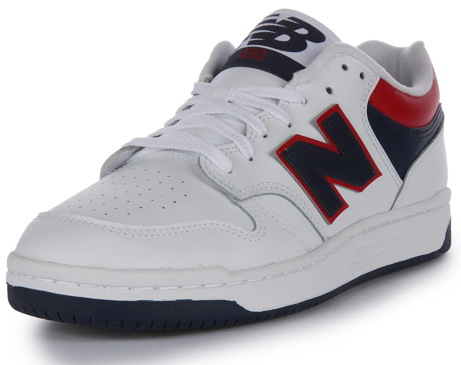 New Balance BB 480LNR In White Navy Red Shoes New Balance