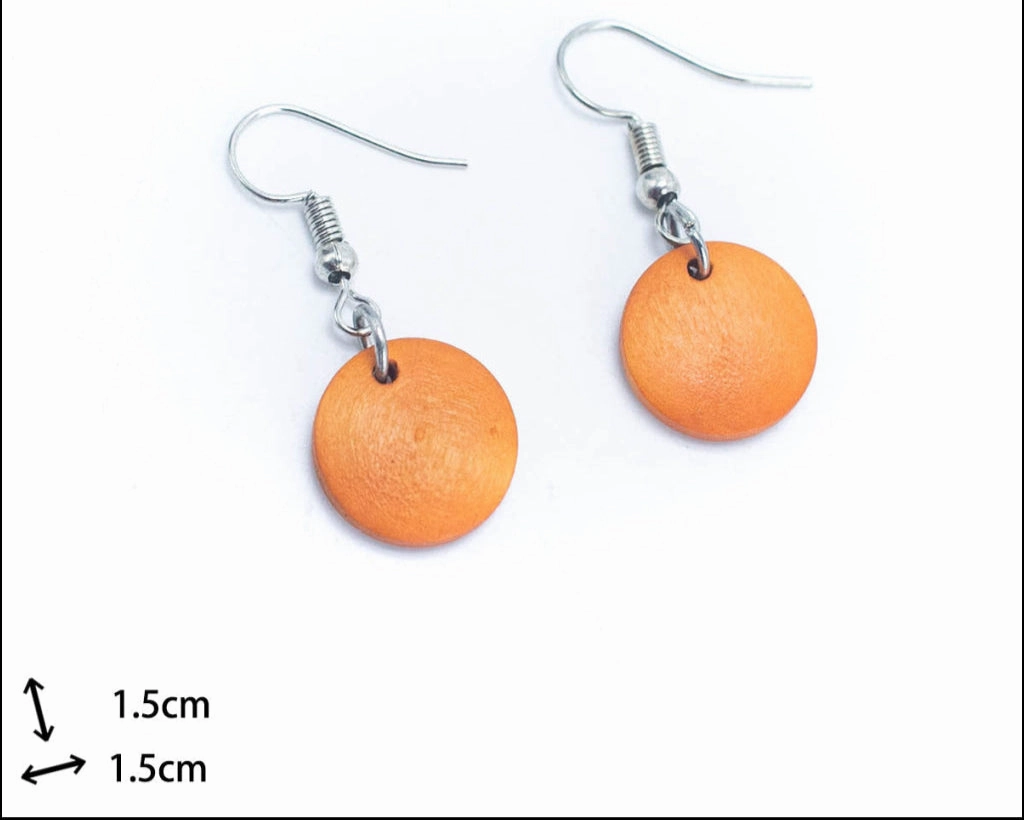 Orange round earrings -Original handmade ladies earrings-ER-078