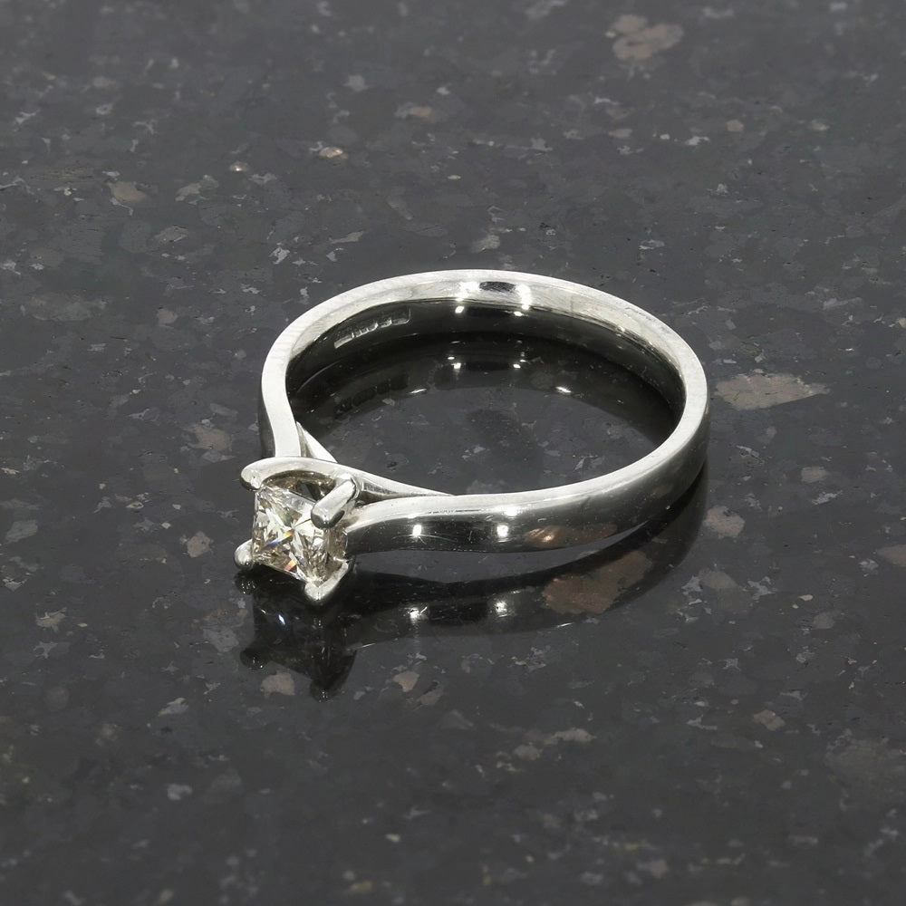 Palladium 0.35ct Solitaire Ring Princess Cut Diamond