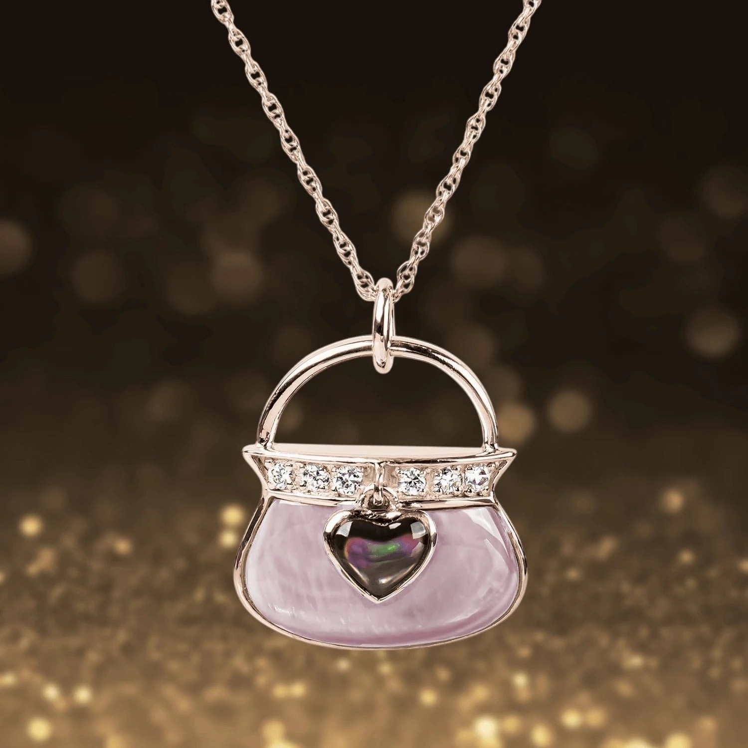Panache Mother Of Pearl Handbag Rose Gold