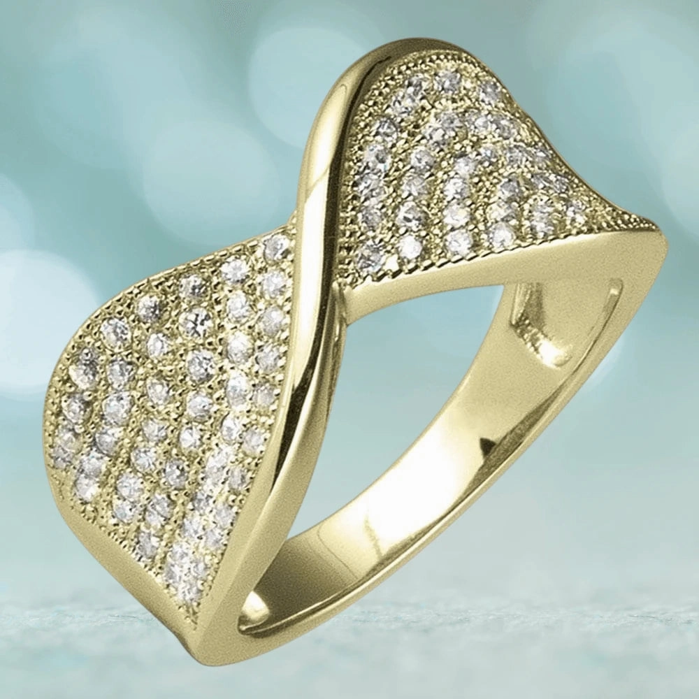 Pave Twist Gold Ring