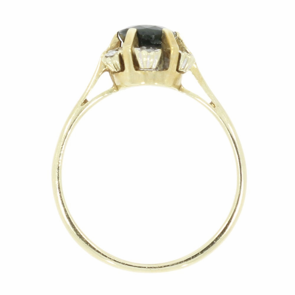 Pre Owned 9ct Yellow Gold Sapphire and Diamond Cluster Ring