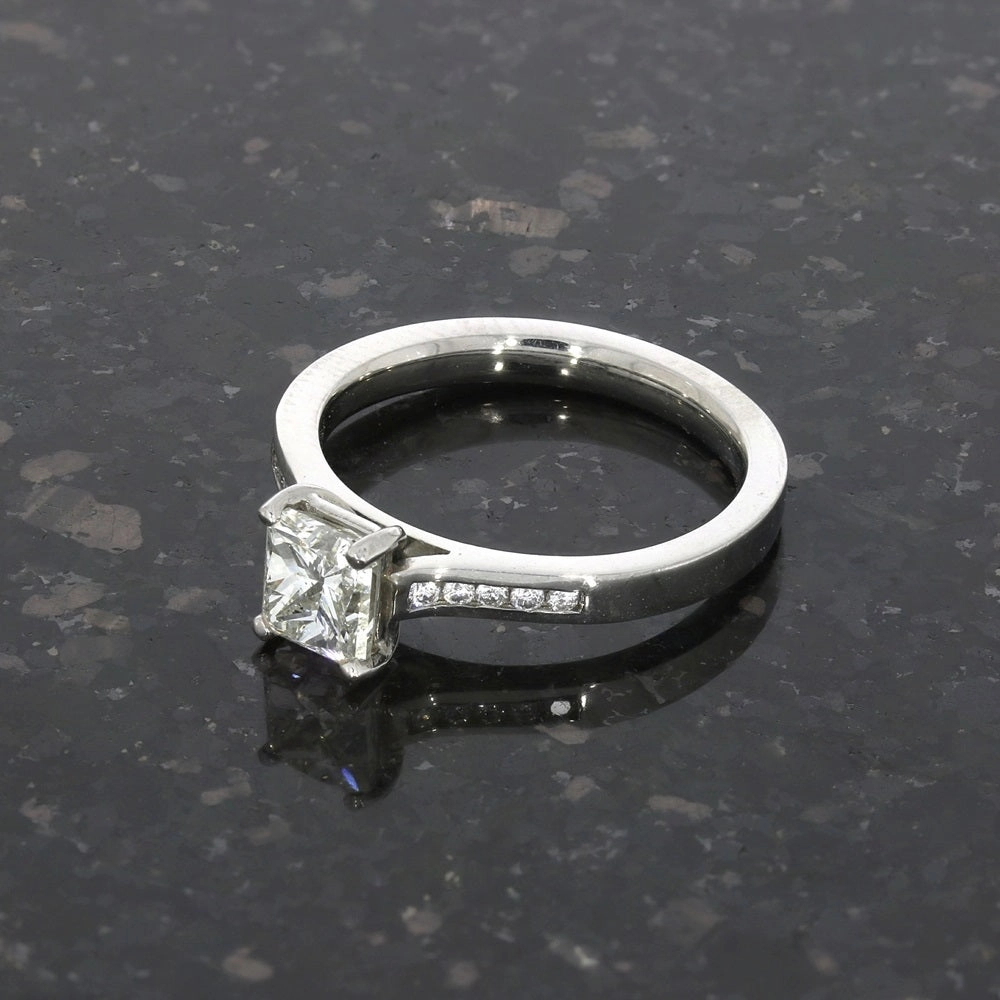 Pre Owned Palladium 1.05cts Princess Cut Diamond Solitaire Ring