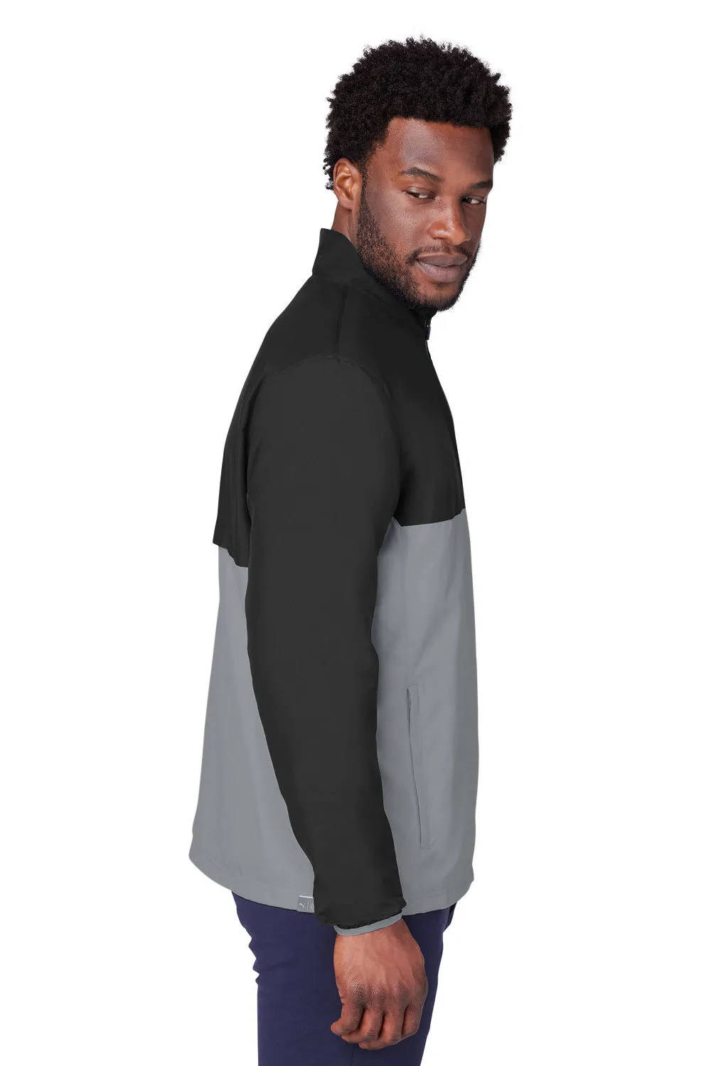 Puma Mens 1st Mile Moisture Wicking Full Zip Wind Jacket - Black/Quiet Shade Grey  Choose your new Clothing Puma