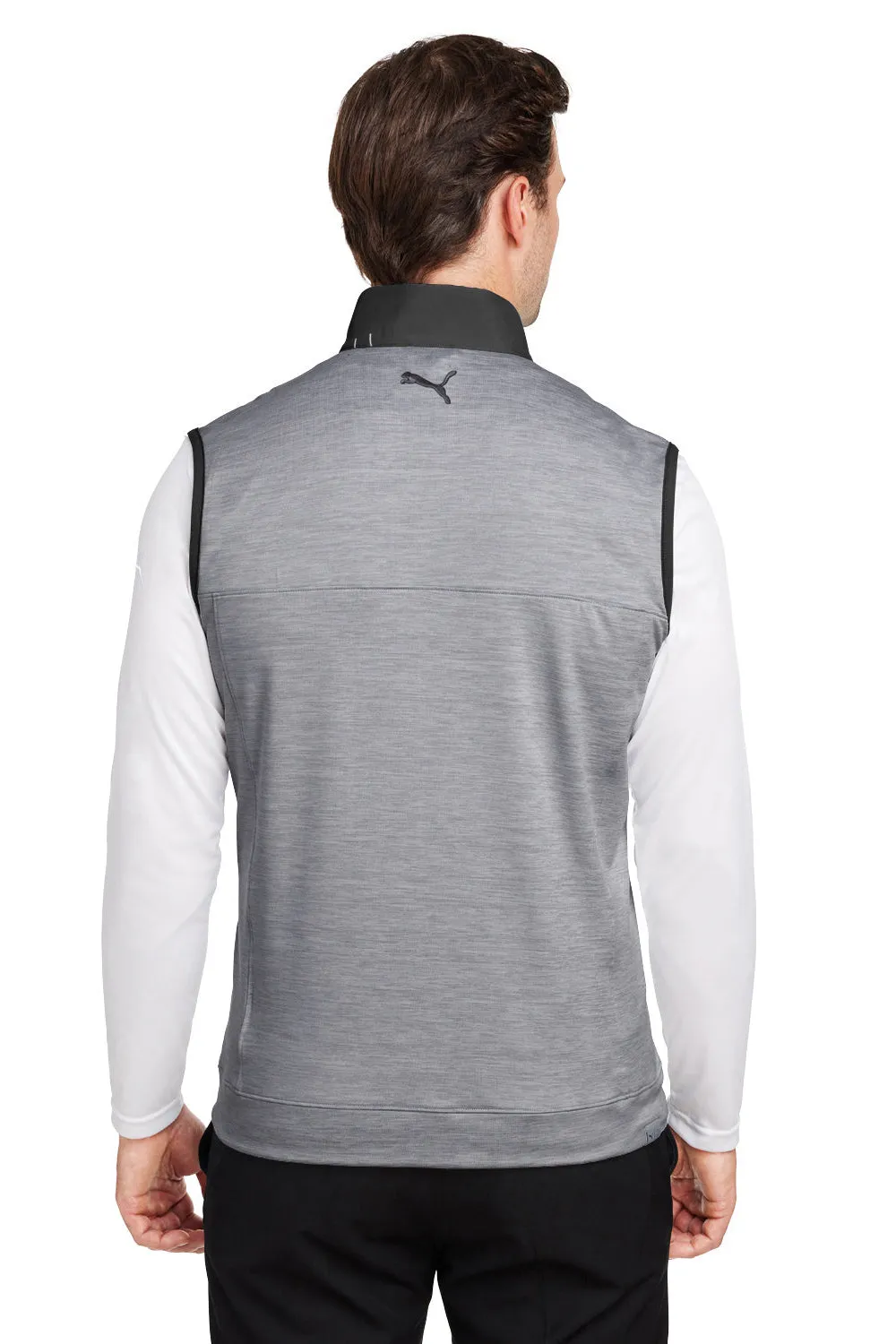 Puma Mens Cloudspun Moisture Wicking Colorblock Full Zip Vest - Black/Quiet Shade Grey  Choose your new Clothing Puma